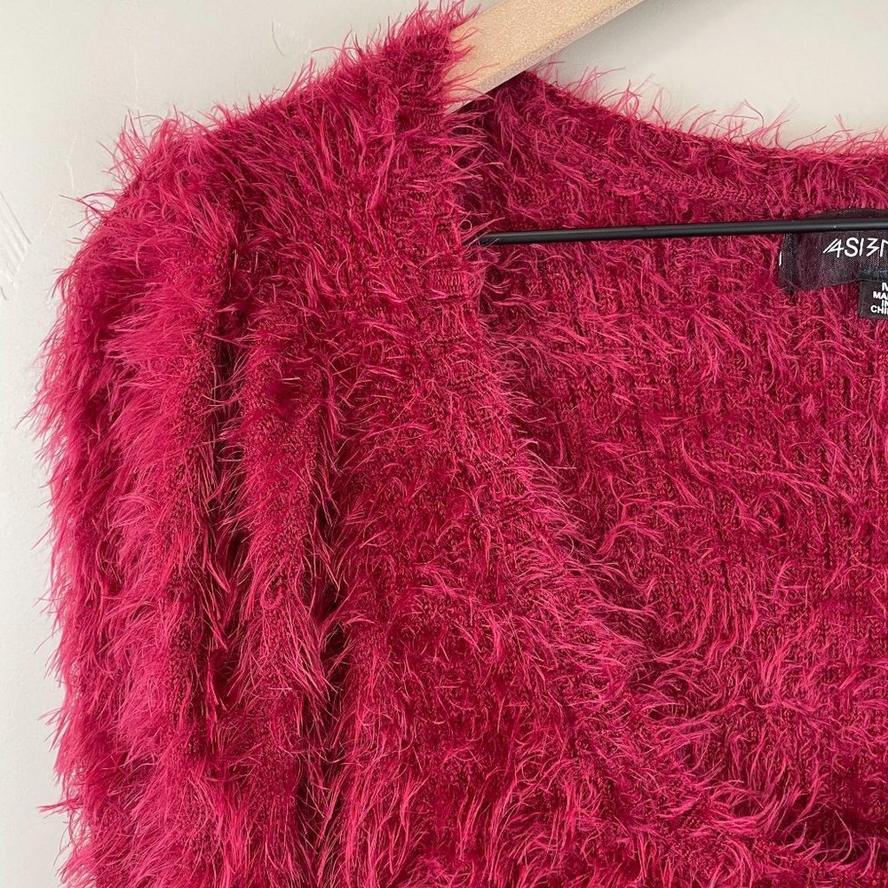 4Si3nna red mini fuzzy puff sleeve sweater dress M - Picture 7 of 13